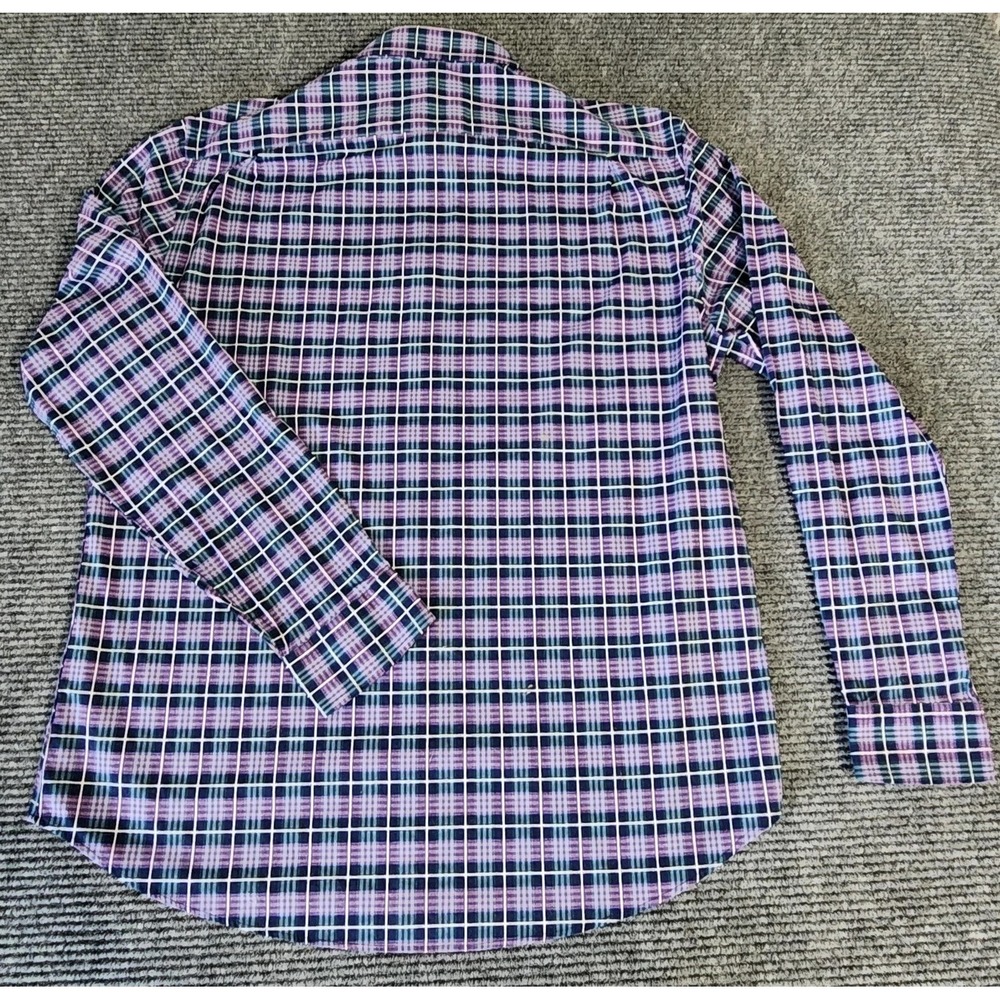Ben Sherman Men's 16 1/2 34-35 LS Shirt Stretch Button Up Blue Purple Plaid EUC! - Picture 8 of 8
